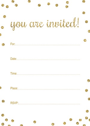 Gold Glitter Graphic Dots Pink Fill-in Invitations