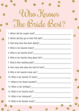 Gold Glitter Dots Pink Who Knows Bride Best Game