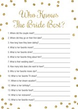 Gold Glitter Graphic Dots Who Knows Bride Best Game