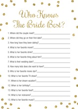 Gold Glitter Graphic Dots Who Knows Bride Best Game