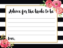 Watercolor Rose Bouquet Bridal Advice Cards