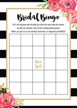 Watercolor Rose Bouquet Black Script Bridal Bingo