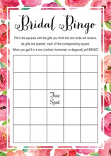 Rustic Watercolor Rose Bouquet Bridal Bingo Game