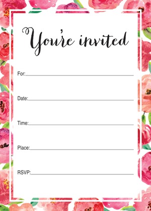 Watercolor Floral Border Bridal Advice Cards