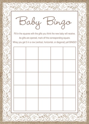 Pink Border Lace Burlap Baby Bingo Game