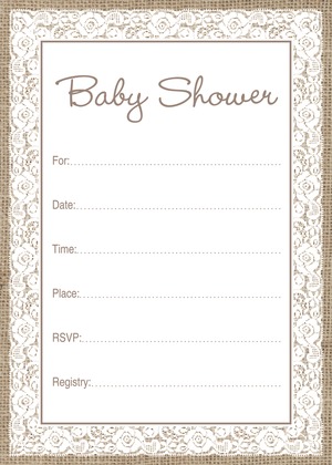 Pink Border Lace Burlap Baby Fill-in Invitations