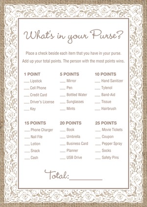 White Lace Border Burlap Baby Bingo Game