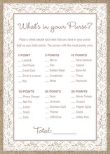 White Lace Border Burlap What's In Your Purse Game