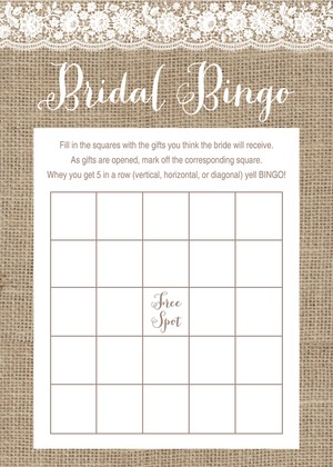 Scalloped White Floral Lace Burlap Bridal Advice Cards