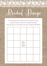 Scalloped White Floral Lace Burlap Bridal Bingo