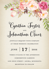 Rustic Watercolor Rose Bouquet Invitations