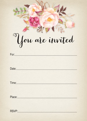 Rustic Watercolor Rose Bouquet Invitations