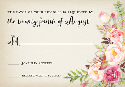 Rustic Watercolor Rose Bouquet Fill-in Invitations