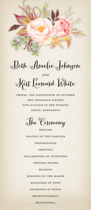 Watercolor Rose Bouquet Black Script Invitation