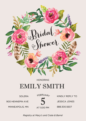 Watercolor Rose Bouquet Mint Invitations