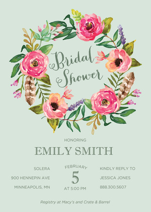 Watercolor Rose Bouquet Pink Invitations