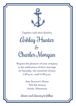 Navy Anchor Double Border Notched Frame Note