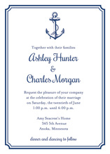 Navy Anchor Double Border Notched Frame Invitations