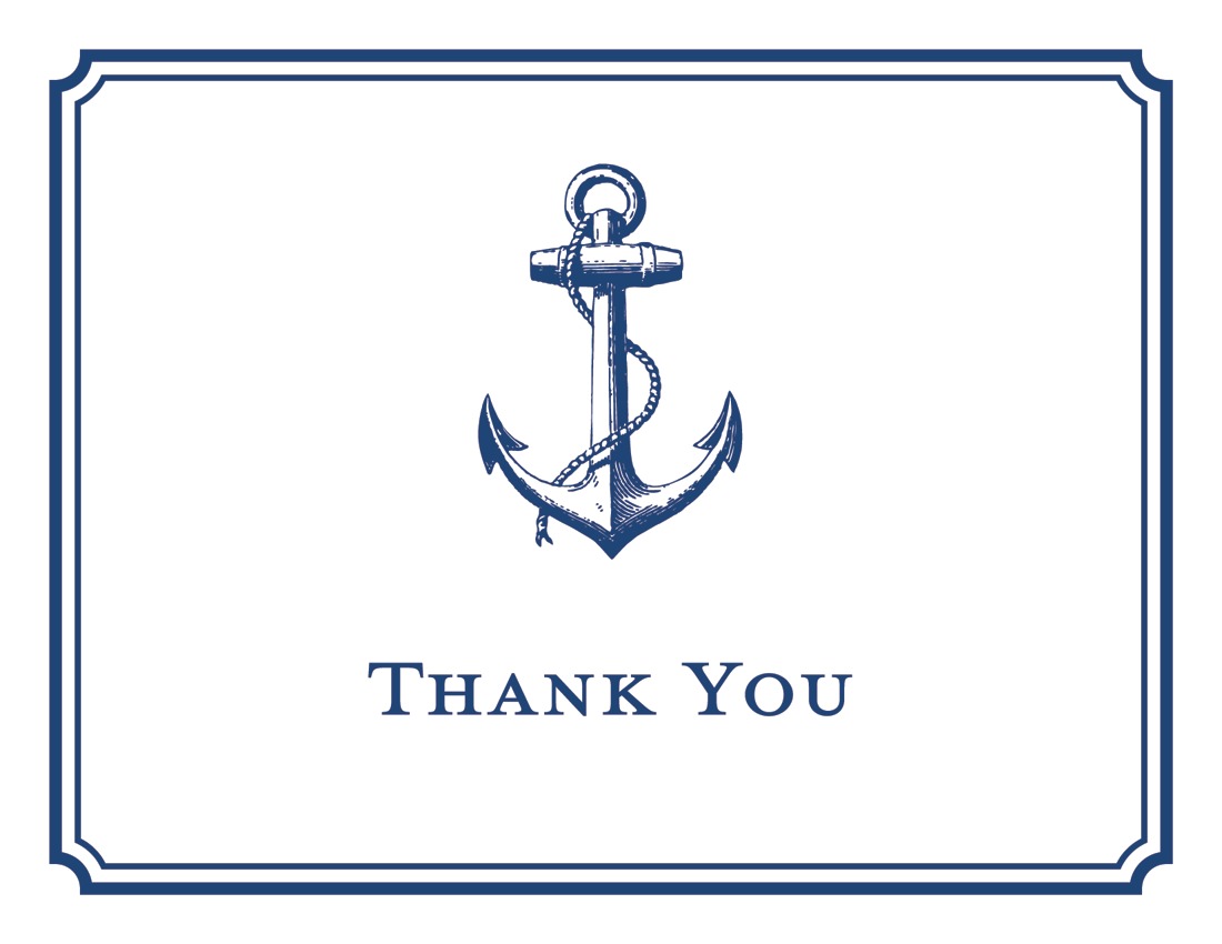 Navy Anchor Double Border Notched Frame Note