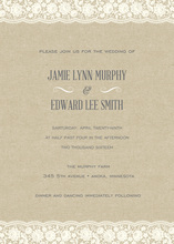 Coordinated White Lace Over Rustic Wood Invitations