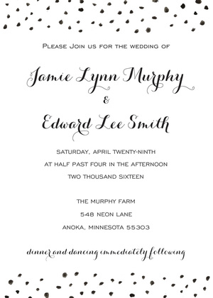 Black Dot Sprinkles Fill-in Invitations