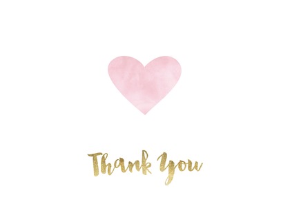 Pink Watercolor Heart Thank You Note