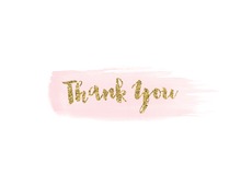 Pink Watercolor Stroke Gold Glitter Thank You Note