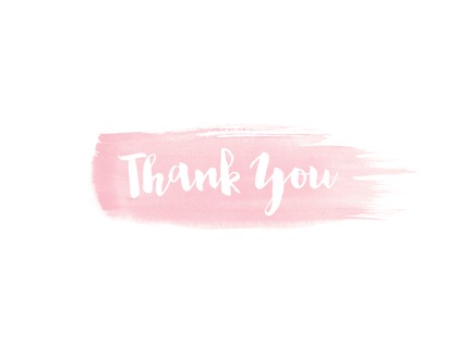 Pink Watercolor Stroke Gold Glitter Thank You Note