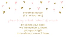 Gold Glitter Graphic Hearts Bring A Book Card