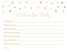 Pink Watercolor Elephant Floral Hearts Baby Wish Cards