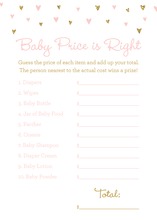 Gold Glitter Graphic Hearts Baby Shower Price Game