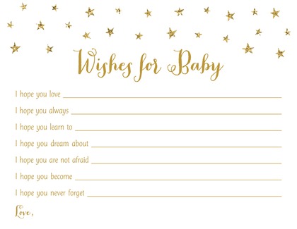 Gold Glitter Graphic Stars Diaper Raffle Cards