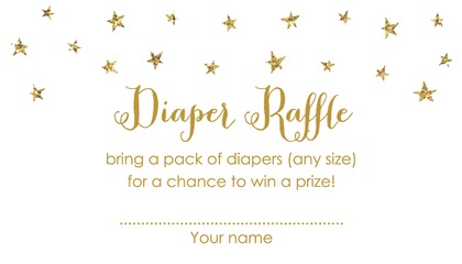 Gold Glitter Graphic Stars Baby Shower Bingo Game