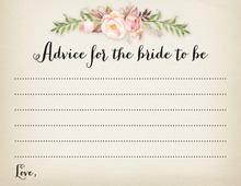 Dark Watercolor Roses Bridal Shower Advice Cards