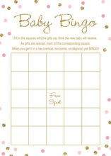 Grey Chevrons Pink Polka Dots Baby Shower Bingo Game