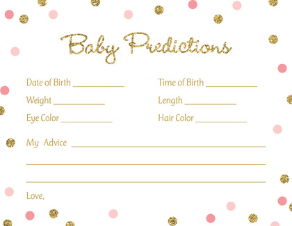 Gold Glitter Graphic Pink Dots Baby Shower Invitations