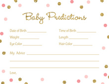 Pink Baby Feet Footprint Baby Prediction Cards