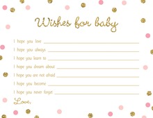 Gold Glitter Graphic Pink Dots Baby Wishes