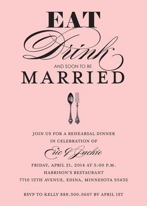 Eat, Drink, Soon To Be Married Classy Bridal Invites