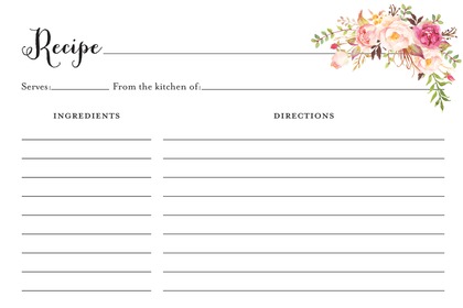 Watercolor Rose Bouquet Black Script Bridal Bingo