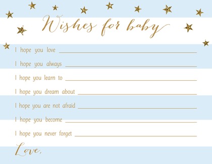 Blue Stripes Gold Glitter Twinkle Little Star Invites