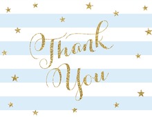 Blue Stripes Gold Glitter Thank You Cards