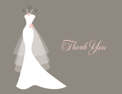 Wedding Dress Pearls Chalkboard Thank You Cards