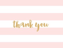 Light Pink Stripes Watercolor Flowers Thank You Note