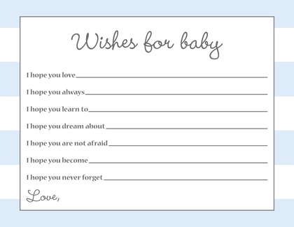 Light Pink Horizontal Stripes Gold Script Baby Wishes