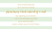 Mint Horizontal Stripes Gold Script Bring A Book Card