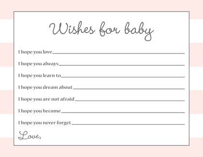 Light Pink Horizontal Stripes Gold Script Baby Wishes