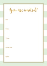 Mint Stripes Watercolor Flowers Shower Invitations