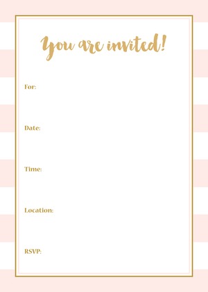 Light Pink Horizontal Stripes Gold Script Thank You Note