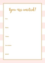 Pink Stripes Watercolor Flowers Shower Invitations